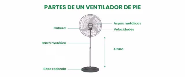 Partes de un ventilador de pie