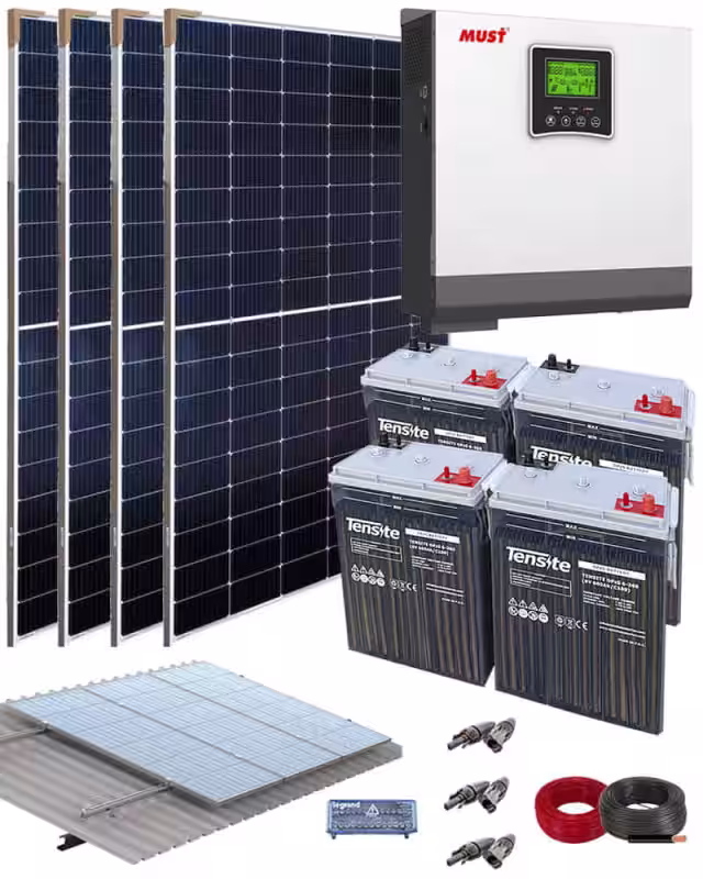 Kit Solar Vivienda Aislada 3000W 24V 6400Whdia