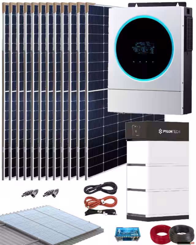 Kit Solar Aislada Litio 5600W 48V 28000Whdía
