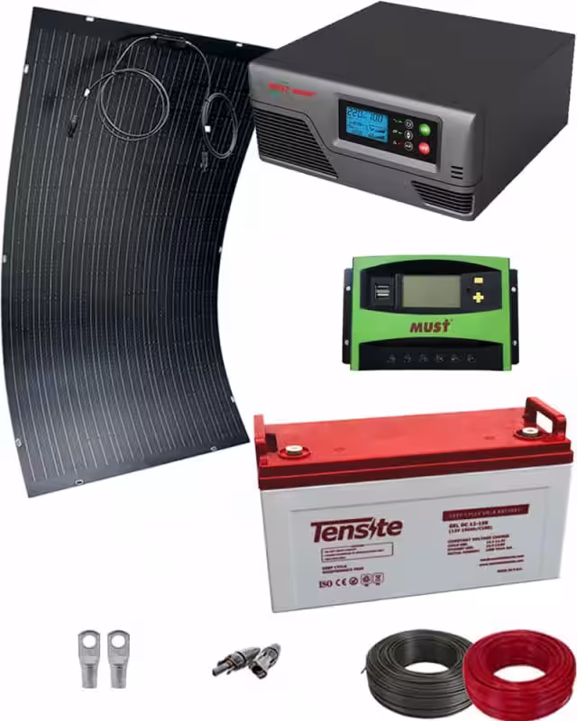 Kit Panel Solar 600W 12V 1000Whdia con Batería de Gel