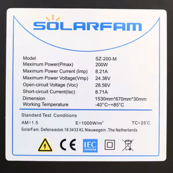 Placa Solar 200W 12V Monocristalina